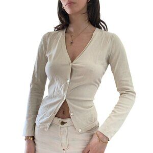 Cream v neck cardigan, size s